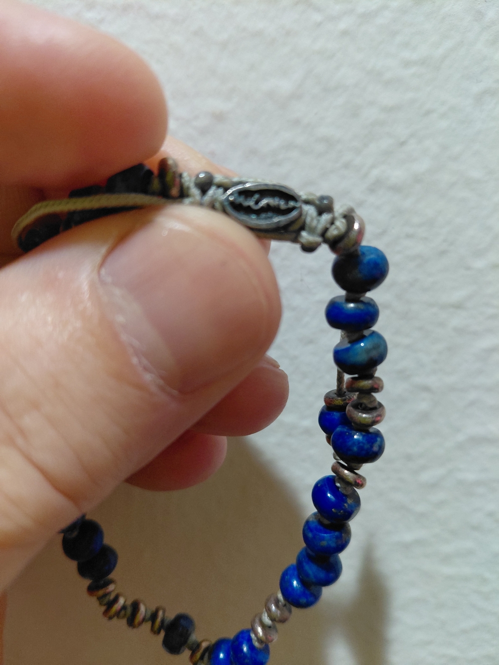 M Cohen Men's Blue Beaded Bracelet with Silver Accents